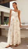 Summer Fashion Print Backless Hollow Strap Dress
