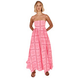 Summer Fashion Print Backless Hollow Strap Dress