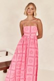 Summer Fashion Print Backless Hollow Strap Dress
