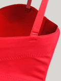 Red Star Print Strap Vest Sporty Outdoor Bra Top