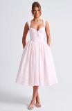 Lace Patchwork Strap Slim Low Back Puffy A-line Dress