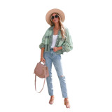 Autumn Winter Waffle Patchwork Casual Fashion Jacket