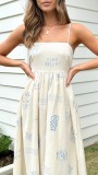 Summer Fashion Print Backless Hollow Strap Dress