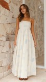 Summer Fashion Print Backless Hollow Strap Dress