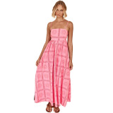 Summer Fashion Print Backless Hollow Strap Dress