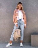 Autumn Winter Waffle Patchwork Casual Fashion Jacket