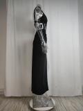 Women solid sleeveless slit sexy backless dress