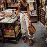 Women Printed Bohemian Beach Holidays Wide Leg Pants