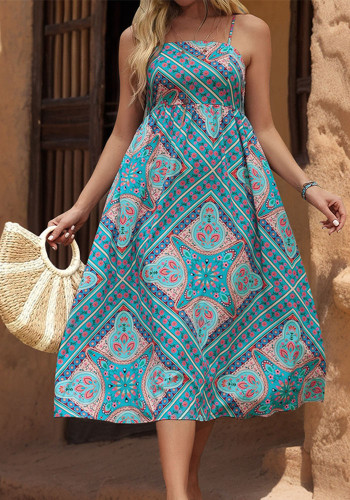 Women summer print Strap Dress