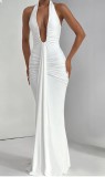 Women Summer Solid Sexy See-Through Sleeveless Dress