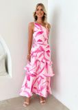 Women Summer One-shoulder strap print dress