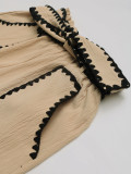 Women summer pocket lace casual contrast trim shorts
