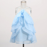 Women ruffled Halter Neck sleeveless suspender top