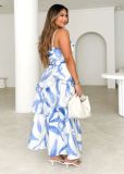 Women Summer One-shoulder strap print dress
