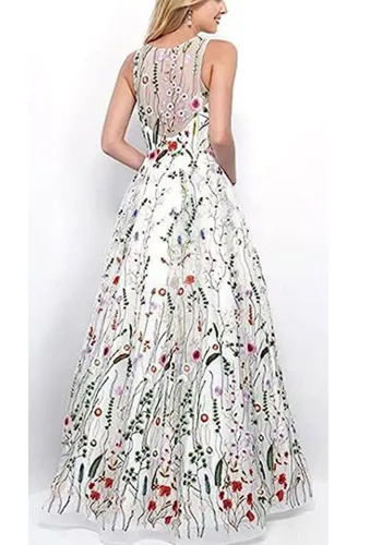Women wedding dress embroidered chiffon color sexy evening dress