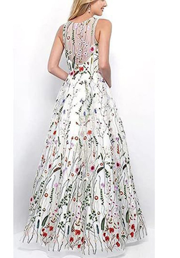 Women wedding dress embroidered chiffon color sexy evening dress