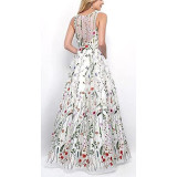 Women wedding dress embroidered chiffon color sexy evening dress