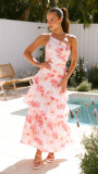 Women Summer One-shoulder strap print dress
