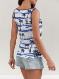 Women Holidays Printed Casual Round Neck Sleeveless Top
