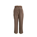 Women Summer Solid Straight Pants