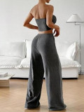 Women Sexy Ribbed Top and Pants Ribbed Two-Piece Set