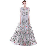 Women wedding dress embroidered chiffon color sexy evening dress