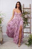 Women Spring Summer Elegant Holidays Suspender Printed Dress