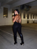 Women summer sexy Solid suspender Backless Strapless Jumpsuit