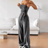 Women Sexy Ribbed Top and Pants Ribbed Two-Piece Set
