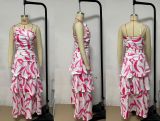 Women Summer One-shoulder strap print dress