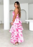 Women Summer One-shoulder strap print dress