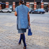 Women Casual Denim sleeveless jacket