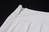 Women spring sexy v-neck vest and pleated Skirt two-piece set
