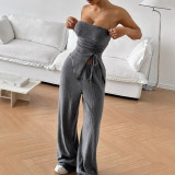 Women Sexy Ribbed Top and Pants Ribbed Two-Piece Set