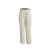 Women Summer Solid Straight Pants