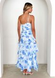 Women Summer One-shoulder strap print dress