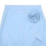 Women Summer Solid Lace-up Sleeveless Top Ruffle Skirt Two-piece Set