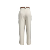 Women Summer Solid Straight Pants