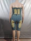 Women Denim Top Denim shorts two-piece set