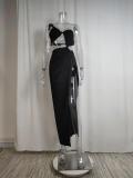 Women solid sleeveless slit sexy backless dress