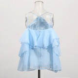 Women ruffled Halter Neck sleeveless suspender top
