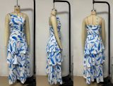 Women Summer One-shoulder strap print dress