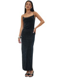 Women Dress Off Shoulder Lace-up Halter Neck Backless Maxi Dress