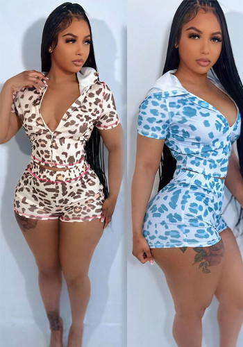 Women Casual Letter Printed Hooded Zipper Top and Shorts Two-piece Set