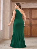 Plus Size Women One Shoulder Sequin Bodycon Elegant Formal Party Evening Dress