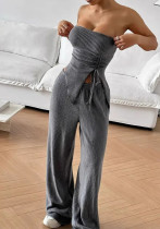 Women Sexy Ribbed Top and Pants Ribbed Two-Piece Set