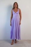 Women summer solid pleated sexy v-neck Strap Dress