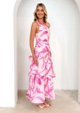 Women Summer One-shoulder strap print dress