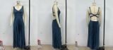 Women summer solid pleated sexy v-neck Strap Dress