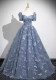 Women blue short-sleeved Formal Party Maxi evening dress